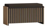 Bench with storage space / chest Cikarang 08, color: black / oak, upholstery: dark brown - Dimensions: 48 x 99 x 40 cm (H x W x D)