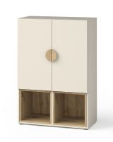 Chest of drawers Maräne 06, color: Beige / Oak Artisan - Dimensions: 117 x 80 x 40 cm (H x W x D)