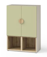 Chest of drawers Maräne 06, color: Beige / Oak Artisan / Green - Dimensions: 117 x 80 x 40 cm (H x W x D)