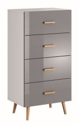 Chest of drawers Hohgant 04, color: white / grey high gloss - 118 x 60 x 42 cm (H x W x D)
