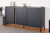 Simple chest of drawers with three doors Raoued 03, color: anthracite - Dimensions: 81 x 153 x 39.5 cm (H x W x D)