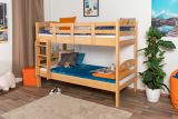 Children's bunk bed "Easy Premium Line" K19/n, head and foot part with holes, solid beech wood, natural - 90 x 190 cm (w x l), convertible