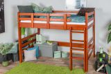 Loft bed 90 x 190 cm, "Easy Premium Line" K22/n, solid beech wood cherry, convertible