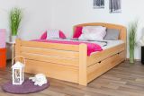 Youth bed "Easy Premium Line" K7 incl. 2 drawers and 1 cover panel, 140 x 200 cm solid beech wood natural