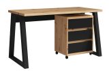 Desk "Merosina" 06, color: matt black / oak Artisan - Dimensions: 76 x 135 x 65 cm (H x W x D)