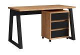 Desk "Merosina" 06, Color: Matt black / Oak Gold Craft - Dimensions: 76 x 135 x 65 cm (H x W x D)