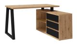 Desk "Merosina" 07, color: matt black / oak Artisan - Dimensions: 76 x 135 x 115 cm (H x W x D)