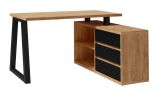 Desk "Merosina" 07, Color: Matt black / Oak Gold Craft - Dimensions: 76 x 135 x 115 cm (H x W x D)