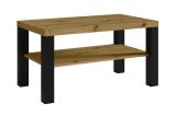 Robust, durable coffee table with dark legs "Temerin" 31a, Artisan oak / matt black, 115 x 65 x 51 cm, modern style, plenty of storage space