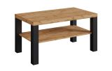 Large, sturdy coffee table with practical storage compartment "Temerin" 31a, oak Wotan / matt black, 115 x 65 x 51 cm, robust, durable living room table