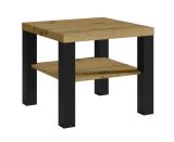 Robust small coffee table with practical storage compartment "Temerin" 30a, Artisan oak / matt black, 60 x 60 x 51 cm, sturdy TV table for the living room