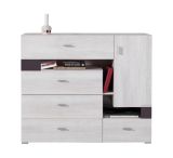 Children's room - Chest of drawers "Emilian" 10, pine bleached / dark grey - Measurements: 100 x 120 x 40 cm (h x w x d)