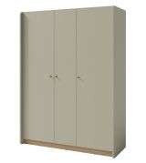 Modern closet Sampont 01, mint green / dark oak, 195 x 145 x 52 cm, with 12 compartments and 1 clothes rail, ABS edges, robust and durable