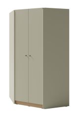 Sampont 02 corner closet, mint green / dark oak, 195 x 95 x 95 cm, with 10 shelves and 2 clothes rails, ABS edges, sturdy and durable