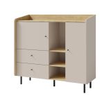 Modern Sampont 08 chest of drawers, beige / light oak, 115 x 125 x 42 cm, with 8 compartments and 2 drawers, ABS edges, quick and easy assembly