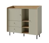 Modern Sampont 08 chest of drawers, mint green / dark oak, 115 x 125 x 42 cm, with 8 compartments and 2 drawers, ABS edges, quick and easy assembly