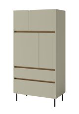 Elegant cabinet Fricourt 05, mint green / dark oak, 165 x 80 x 40 cm, with 6 compartments and 2 drawers, ABS edges, precise construction, durable