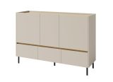 Two-tone chest of drawers Fricourt 07, beige / light oak, 105 x 150 x 40 cm, with 6 compartments and 3 drawers, ABS edges, quick and easy assembly