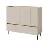 Modern chest of drawers Fricourt 08, beige / light oak, 105 x 120 x 40 cm, with 6 compartments and 2 drawers, ABS edges, quick and easy assembly