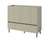 Modern chest of drawers Fricourt 08, mint green / dark oak, 105 x 120 x 40 cm, with 6 compartments and 2 drawers, ABS edges, quick and easy assembly