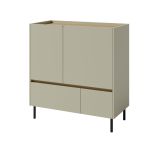 Fricourt 09 chest of drawers, mint green / dark oak, 105 x 95 x 40 cm, with 4 compartments and 2 drawers, ABS edges, durable and modern