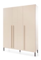 Modern closet Authie 01, beige, 195 x 150 x 50 cm, with 5 compartments and 1 clothes rail, ABS edges, robust and durable