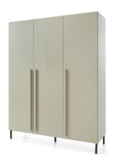 Modern closet Authie 01, mint green, 195 x 150 x 50 cm, with 5 compartments and 1 clothes rail, ABS edges, robust and durable