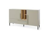 Authie 06 chest of drawers, mint green / dark oak, 90 x 155 x 40 cm, with 1 drawer and 7 compartments, ABS edges, high-quality workmanship, sturdy and of high quality