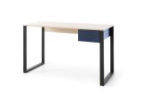 Authie 09 desk, beige / dark blue, 75 x 125 x 56 cm, with 1 practical drawer, ABS edges, plenty of storage space, quick and easy assembly