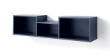 Authie 11 wall shelf, dark blue, 30 x 125 x 25 cm, with 3 spacious compartments, hanging shelf, ABS edges, robust and stable, long service life