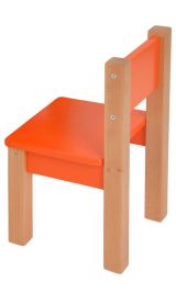 Children's armchair set of 2 Laurenz solid beech wood natural / orange - Dimensions: 50 x 28 x 28 cm (H x W x D)