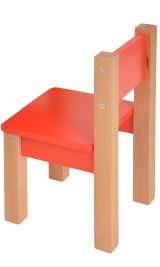 Children's armchair set of 2 Laurenz solid beech wood natural / red - Dimensions: 50 x 28 x 28 cm (H x W x D)