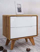Timaru 14 bedside cabinet, oiled wild oak / white, semi-solid - Dimensions: 48 x 47 x 30 cm (H x W x D)