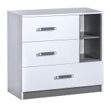 Chest of drawers Frank 08, Colour: White / Grey - 83 x 90 x 40 cm (h x w x d)