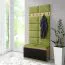 Wardrobe 01 with upholstered panels Bench & wall | Artisan/Black/Yellow Green | 215 x 100 x 40 cm | for 8 pairs of shoes | 6 coat hooks | 4 compartments