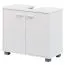 Small washbasin base cabinet, color: white / aluminum colors - Dimensions: 55 x 60 x 30 cm (H x W x D), with siphon cut-out