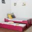 Single bed / guest bed "Easy Premium Line" K1/1h incl. 2nd berth and 2 cover panels, 90 x 200 cm solid beech wood pink