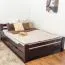 Single bed/ functional bed "Easy Premium Line" K4, incl. 2 drawers and 1 cover panel, 140 x 200 cm solid beech wood, chocolate brown lacquered