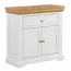 Entrance hall complete set D Bresle, 3-piece, in white / natural, solid pine wood, with shoe cabinet, mirror, wardrobe, round wooden handles, high-quality workmanship