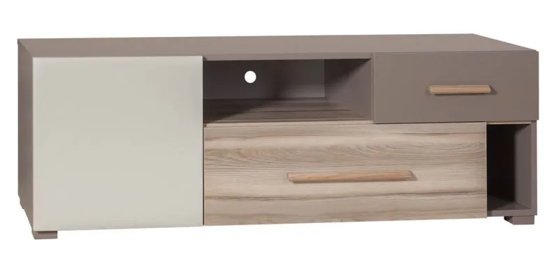 Children's room - TV base cabinet Roland 08, Colour: Brown, part solid - 46 x 133 x 40 cm (H x W x D)