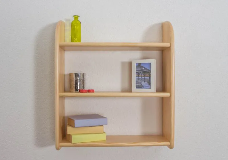 Hanging shelf / wall shelf solid pine solid wood natural 013 - Dimensions 72 x 60 x 20 cm (H x W x D)