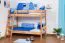 Children's bed Bunk bed Johann solid natural beech wood incl. roll-away frame - 90 x 200 cm, divisible