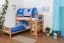 Children's bunk bed Moritz L solid beech wood natural with shelf, incl. roll-away frame - 90 x 200 cm, divisible