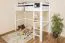 Robert loft bed, solid beech, white lacquered, incl. rollaway frame - 90 x 200 cm