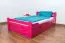 Single bed / guest bed "Easy Premium Line" K4 incl. 2 drawers and 1 cover panel, 120 x 200 cm solid beech wood pink