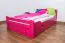 Single bed / guest bed "Easy Premium Line" K4 incl. 2 drawers and 1 cover panel, 120 x 200 cm solid beech wood pink