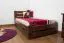 Single bed A24, solid pine wood, nut finish, incl. slatted frame - 90 x 200 cm 