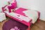 Children's bed / youth bed "Easy Premium Line" K1/2n, solid beech wood pink lacquered - lying surface: 90 x 200 cm