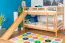 Large bunk bed with slide 140 x 200 cm, solid beech wood natural lacquered, convertible into two single beds, "Easy Premium Line" K32/n