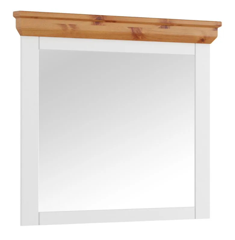 Bresle 13 mirror, made of Finnish pine, white / natural, 81 x 109 x 5 cm, suitable for entrance hall and bedroom, classic, elegant